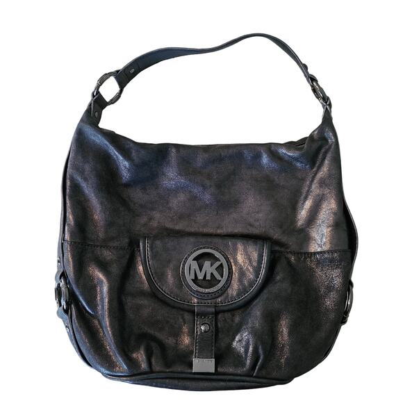 Michael Kors Metallic Gray Leather Hobo Bag - Picture 1 of 8